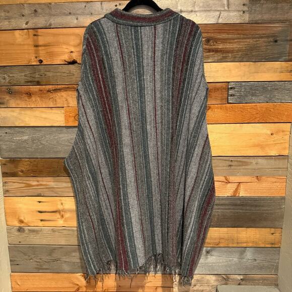 Free People Fringe Boho Blanket Poncho Sweater Duster Wrap Charcoal Gray XS/S - Picture 13 of 15